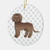 Brown Mini Goldendoodle Cartoon Dog & Text Keramik Ornament (Links)