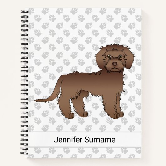 Brown Mini Goldendoodle Cartoon Dog & Text Notizblock (Vorderseite)