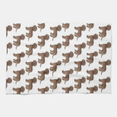 Brown Mini Goldendoodle Niedlich Cartoon Dog Muste Geschirrtuch (Horizontal)