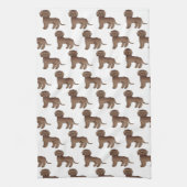 Brown Mini Goldendoodle Niedlich Cartoon Dog Muste Geschirrtuch (Vertikal)