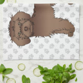 Brown Mini Goldendoodle Niedlich Cartoon Dog & Paw Geschirrtuch (Gefaltet)