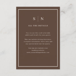Brown Minimal Chic Border | Wedding Guest Details Begleitkarte