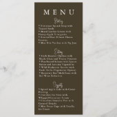 Brown Minimalist Modern Wedding Menu Menükarte (Vorderseite)