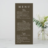 Brown Minimalist Modern Wedding Menu Menükarte (Stehend Vorderseite)