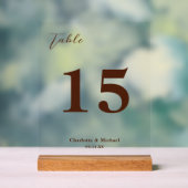 Brown Minimalist Wedding Table Number Acrylschild (Neutral)