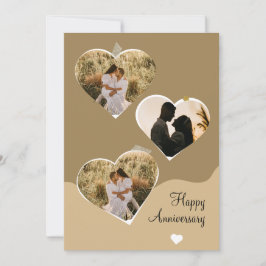 Brown Minimalistisch Anniversary Foto Collage Einladung