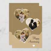 Brown Minimalistisch Anniversary Foto Collage Einladung (Vorne/Hinten)