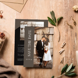 Brown Minimalistisch Black Foto Personalisiert Wed Einladung