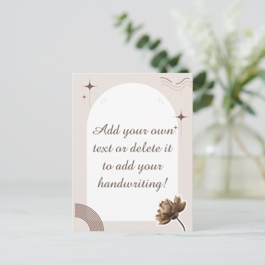 Brown Minimalistisch Boho Notes Anpassbare Postkar Postkarte (Stehend Vorderseite)