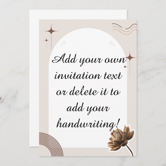 Brown Minimalistisch Boho Notes benutzerdefinierba Einladung (Vorne/Hinten)