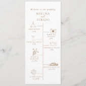 Brown Minimalistisch Calligraphy Timeline Wedding Programm (Vorderseite)