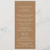 Brown Minimalistisch Calligraphy Timeline Wedding Programm (Rückseite)