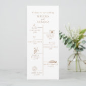 Brown Minimalistisch Calligraphy Timeline Wedding Programm (Stehend Vorderseite)