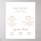 Brown Minimalistisch Calligraphy Wedding Bar Menu Poster (Vorne)