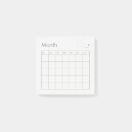 Brown Minimalistisch Monthly Planer Calendar Post-it Klebezettel