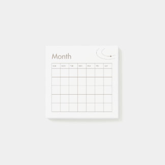 Brown Minimalistisch Monthly Planer Calendar Post-it Klebezettel