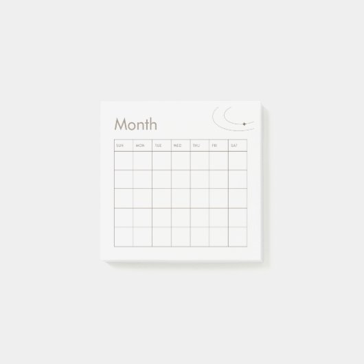 Brown Minimalistisch Monthly Planer Calendar Post-it Klebezettel (Vorderseite)