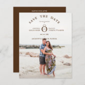 Brown Minimalistisch Simple Foto Wedding Rett Date (Vorne/Hinten)