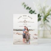 Brown Minimalistisch Simple Foto Wedding Rett Date (Stehend Vorderseite)