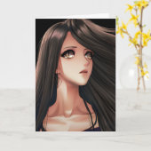 Brown Mit Augen Brünett Anime Girl | Ich vermisse  Karte (Gelbe Blume)