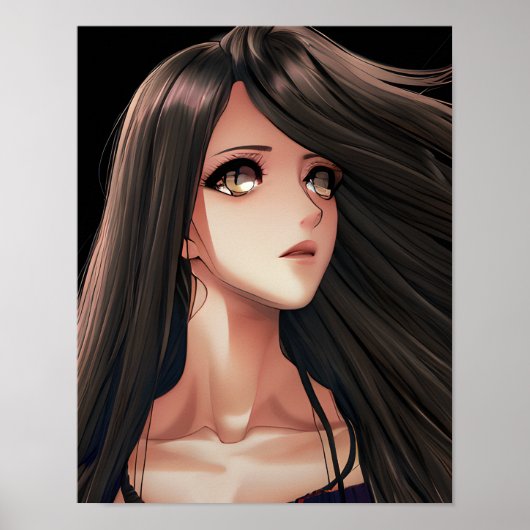 Brown Mit Augen Brünett Anime Girl Poster (Vorne)