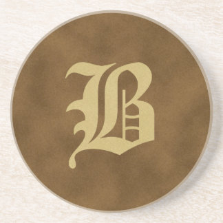 Brown Mit Monogramm Sandstone Untersetzer - B