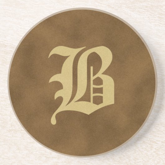 Brown Mit Monogramm Sandstone Untersetzer - B (Vorne)