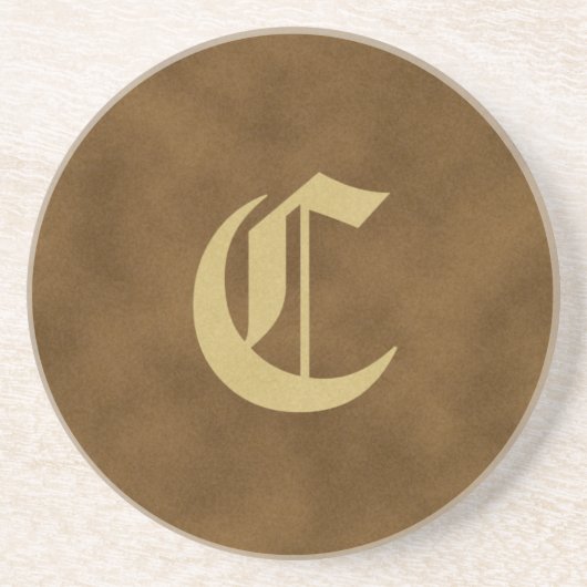 Brown Mit Monogramm Sandstone Untersetzer - C (Vorne)