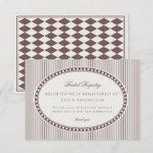 Brown Mocha Harlequin Checkered Bridal Registry Begleitkarte (Vorne/Hinten)