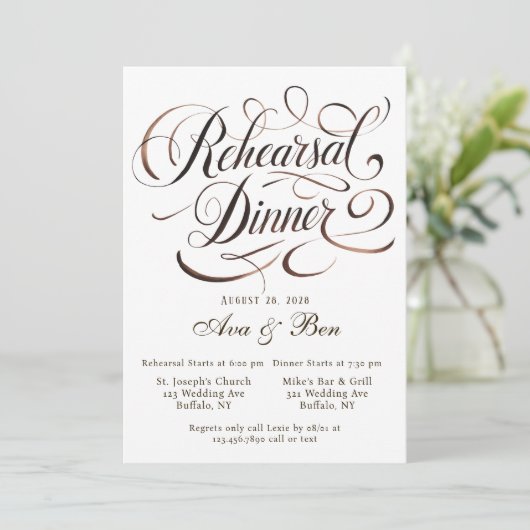 Brown Mocha Mousse Calligraphy Probe Dinner Einladung (Stehend Vorderseite)