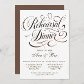 Brown Mocha Mousse Calligraphy Probe Dinner Einladung (Vorne/Hinten)