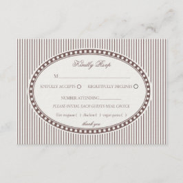 Brown Mocha Striped Harlequin Pattern Wedding RSVP Begleitkarte