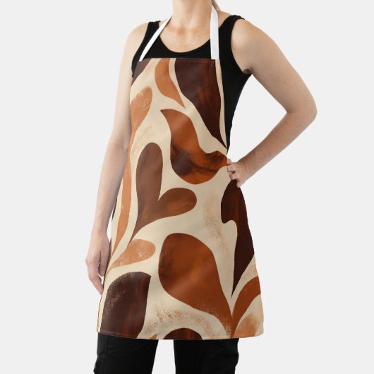 Brown Modern Art Flow Shapes All-Over Print Apron Schürze (InSitu)