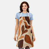Brown Modern Art Flow Shapes All-Over Print Apron Schürze (Getragen)
