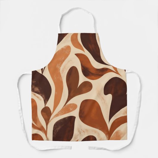 Brown Modern Art Flow Shapes All-Over Print Apron Schürze (Vorderseite)