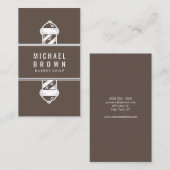Brown Modern Barbershop Pole Men Hairstylist Visitenkarte (Vorne/Hinten)