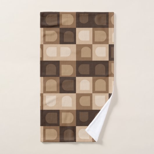 Brown Modern Boho Arch Geometric Aztec Muster Badhandtuch Set (Handtuch)