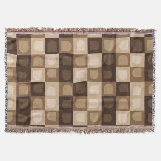 Brown Modern Boho Arch Geometric Aztec Muster Decke (Vorderseite)