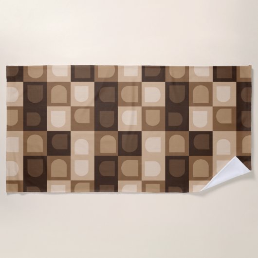 Brown Modern Boho Arch Geometric Aztec Muster Strandtuch (Vorderseite)