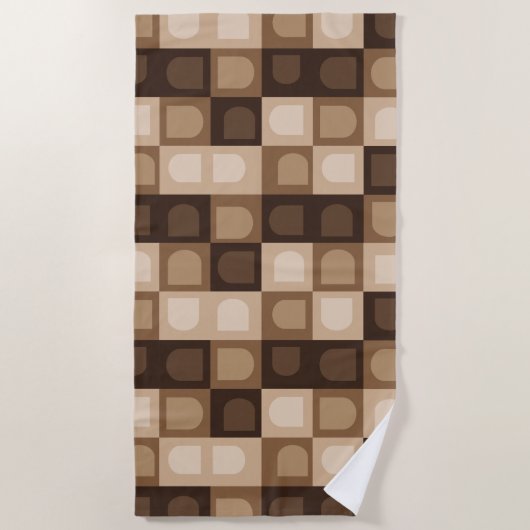 Brown Modern Boho Arch Geometric Aztec Muster Strandtuch (Vorderseite)