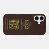 Brown Modern Business Logo & QR Code Werbung iPhone 16 Hülle (Rückseite (Horizontal))