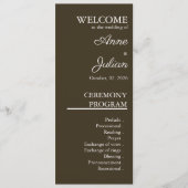 Brown Modern Minimalist Bridal Program QR Code Programm (Vorderseite)