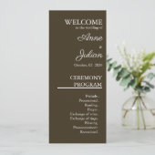 Brown Modern Minimalist Bridal Program QR Code Programm (Stehend Vorderseite)