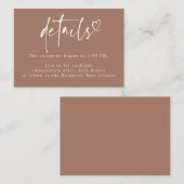 Brown Modern Minimalistisch Heart Wedding Details Begleitkarte (Vorne/Hinten)