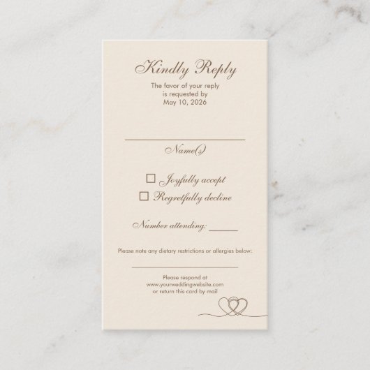 Brown Modern Mix and Match Wedding RSVP Card Visitenkarte (Vorderseite)