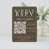 Brown Modern Photo RSVP Insert QR Code (Stehend Vorderseite)