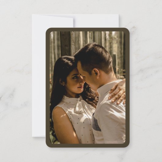 Brown Modern Photo RSVP Insert QR Code Karte (Rückseite)