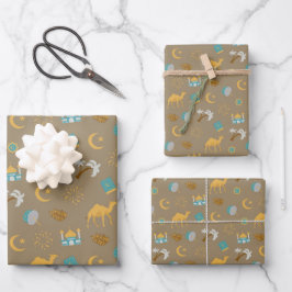Brown Modern Ramadan Eid Mubarak Happy Eid Geschenkpapier Set