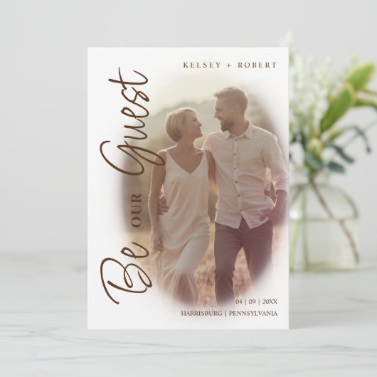 Brown Modern Romantic Overlay Gradient Script Save The Date (Stehend Vorderseite)