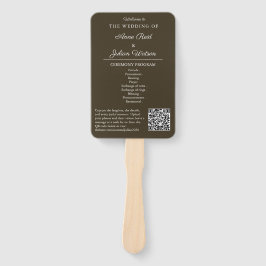 Brown Modern Wedding Ceremony Program Hand fans Fächer